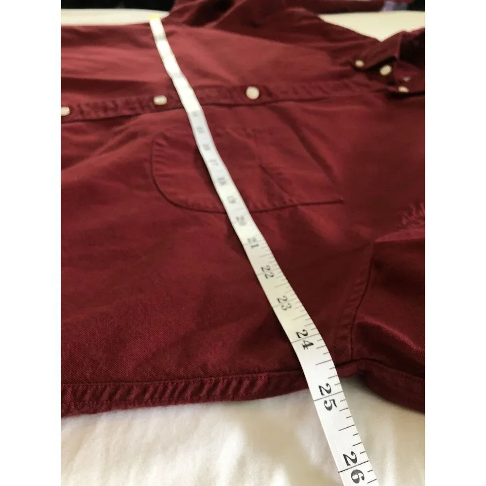 J. Crew Mens Slim Fit American Pima Cotton Button-Up Shirt XL Burgundy Red H4747